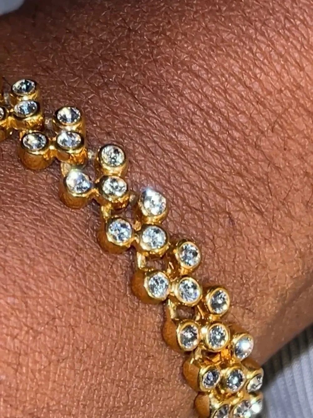 Vintage JBK Gold Tone Clear Rhinestone Tennis Bracelet 7.5” Signed Sparkly